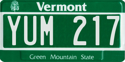 VT license plate YUM217
