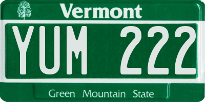 VT license plate YUM222