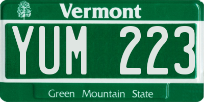 VT license plate YUM223
