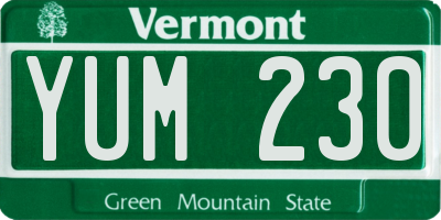 VT license plate YUM230