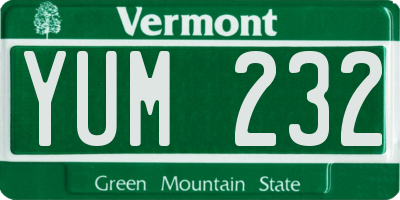 VT license plate YUM232