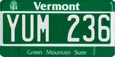 VT license plate YUM236