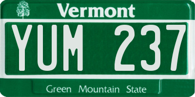 VT license plate YUM237
