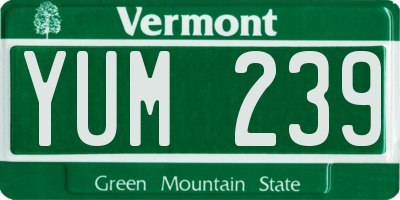 VT license plate YUM239