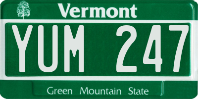 VT license plate YUM247