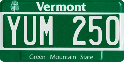 VT license plate YUM250
