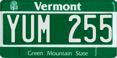 VT license plate YUM255