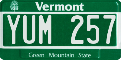 VT license plate YUM257