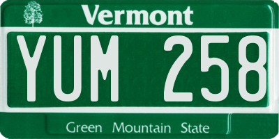 VT license plate YUM258