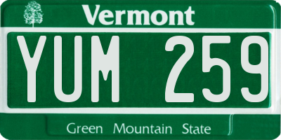 VT license plate YUM259