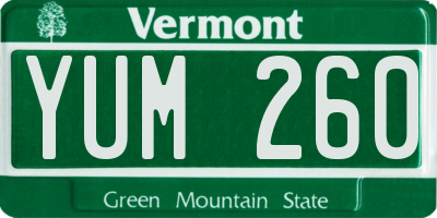 VT license plate YUM260