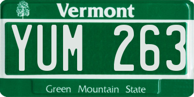 VT license plate YUM263