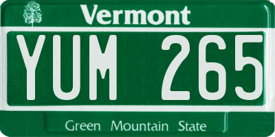 VT license plate YUM265