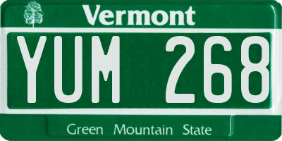 VT license plate YUM268