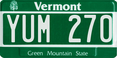 VT license plate YUM270