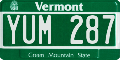 VT license plate YUM287