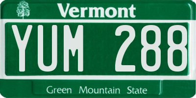 VT license plate YUM288