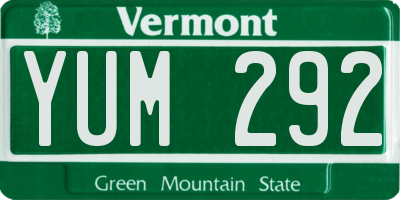 VT license plate YUM292