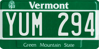 VT license plate YUM294