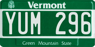 VT license plate YUM296