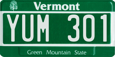 VT license plate YUM301