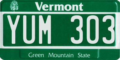 VT license plate YUM303