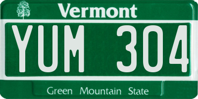 VT license plate YUM304