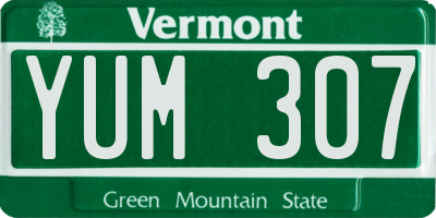 VT license plate YUM307