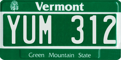 VT license plate YUM312