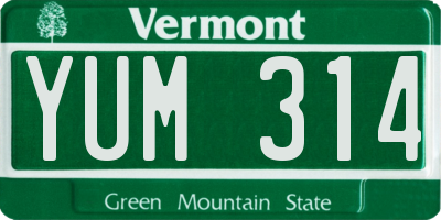 VT license plate YUM314