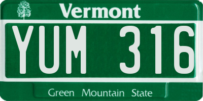 VT license plate YUM316