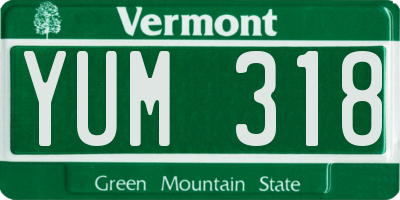 VT license plate YUM318