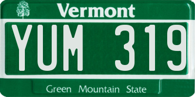 VT license plate YUM319