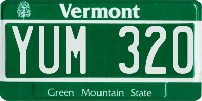 VT license plate YUM320