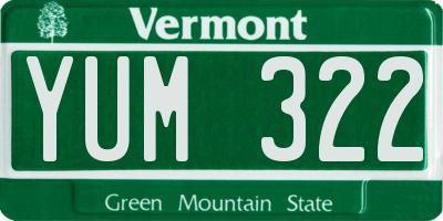 VT license plate YUM322