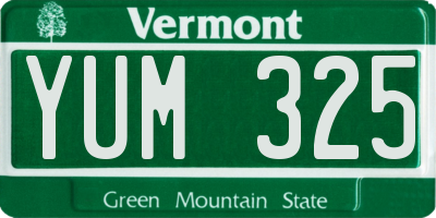 VT license plate YUM325