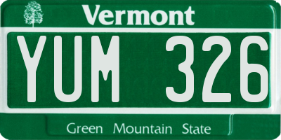 VT license plate YUM326