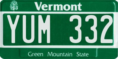 VT license plate YUM332
