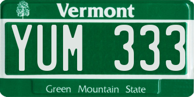 VT license plate YUM333
