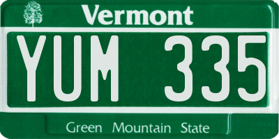 VT license plate YUM335