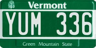 VT license plate YUM336