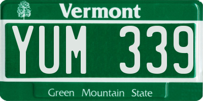 VT license plate YUM339