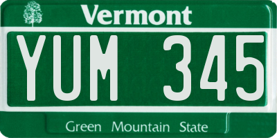 VT license plate YUM345