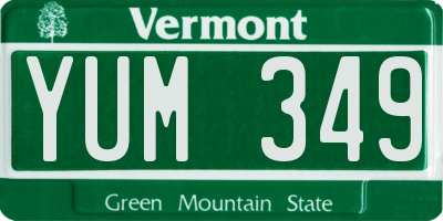 VT license plate YUM349