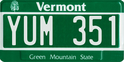 VT license plate YUM351