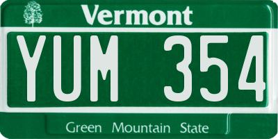 VT license plate YUM354