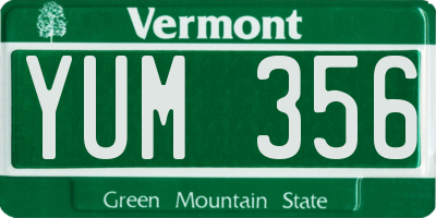 VT license plate YUM356