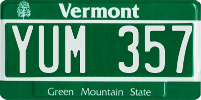 VT license plate YUM357