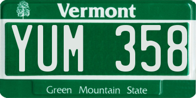 VT license plate YUM358