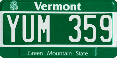 VT license plate YUM359